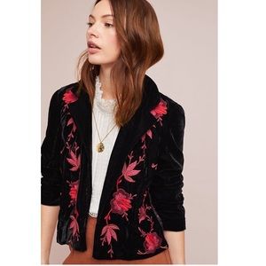 NWT Anthro Embroidered Velvet Blazer by Ett:twa